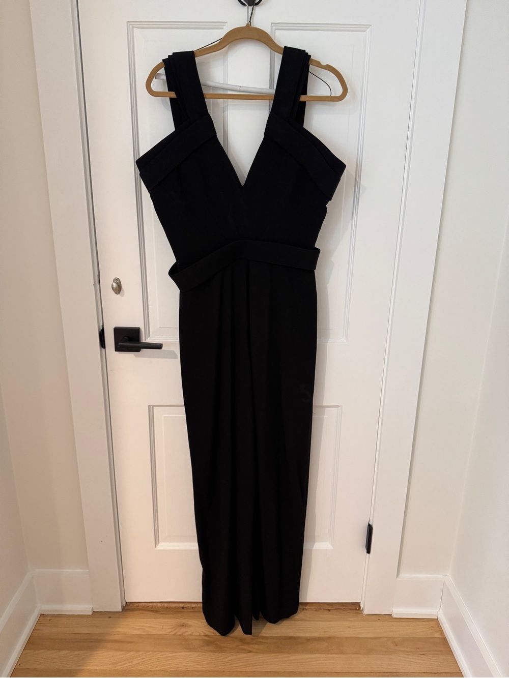 Brandon Maxwell Black V-Neck Sleeveless Evening Jumpsuit